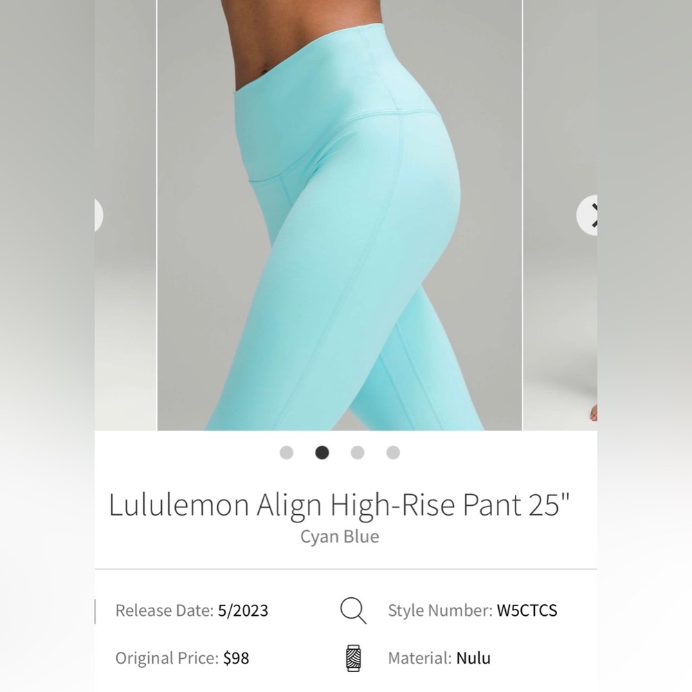Lululemon align leggings size 6 cyan blue